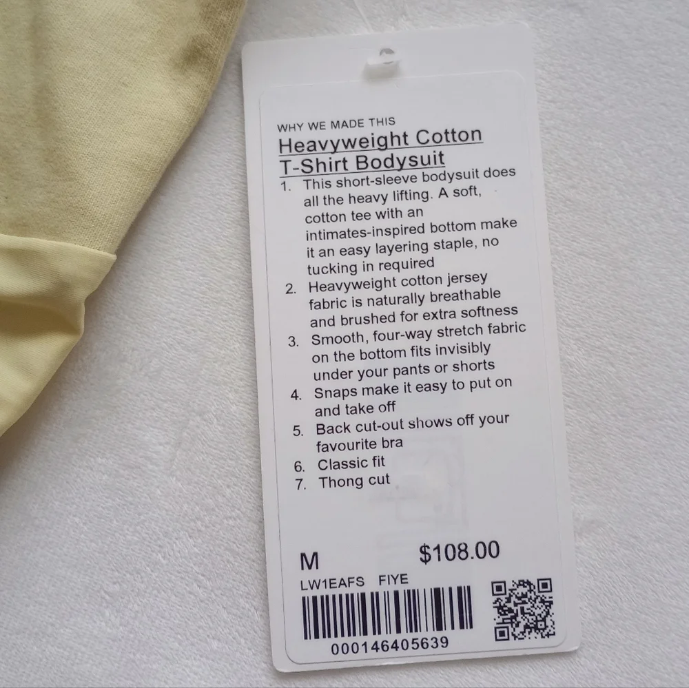 Lululemon▪️Heavyweight Cotton T-Shirt Bodysuit
